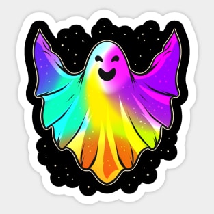 LGBTQ Colorful Happy Ghost Halloween Sticker